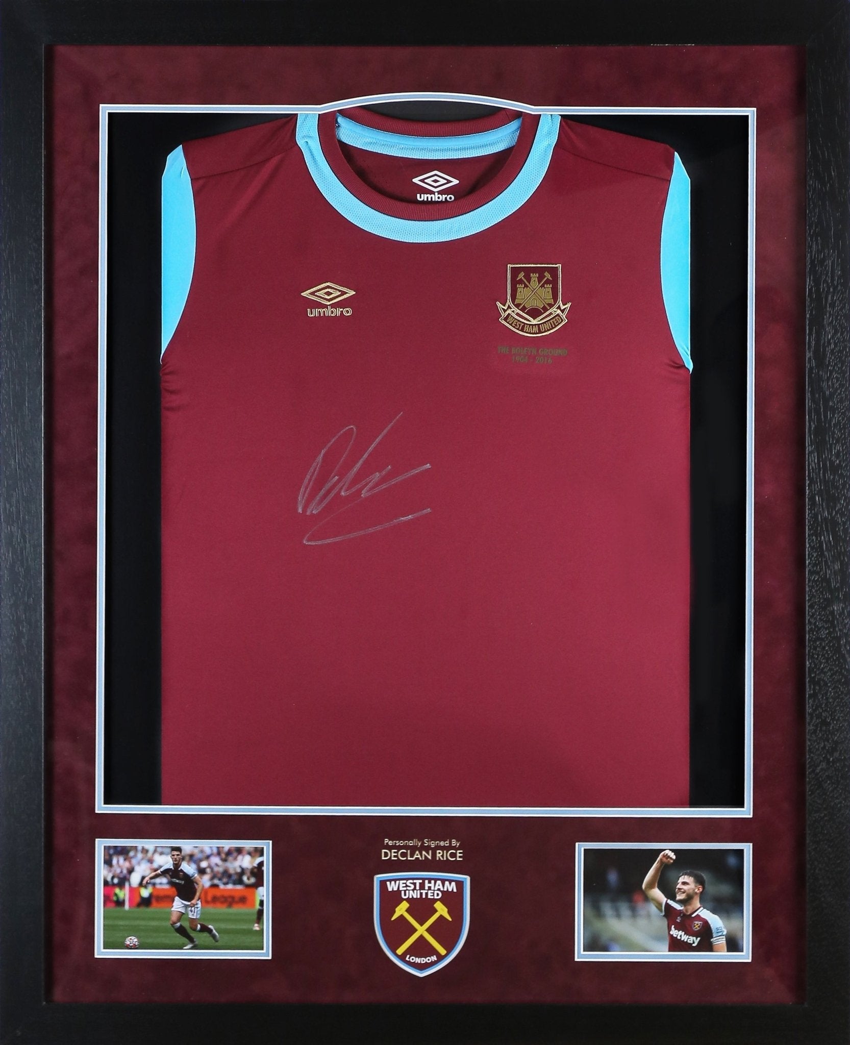 Declan Rice Signed West Ham Shirt Framed - Memorabilia Framers Shop